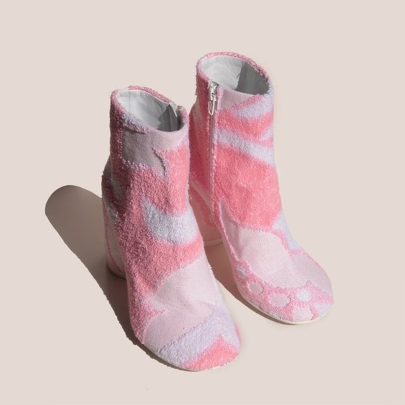 Maison Martin Margiela MM6 Pink Terry Cloth Bootie - Picture 1 of 6
